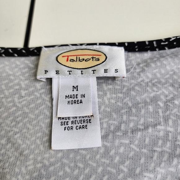 Talbots Women's Stretch Sleeveless V-Neck Black White Geo Pullover Tank Top PM - Picture 7 of 10